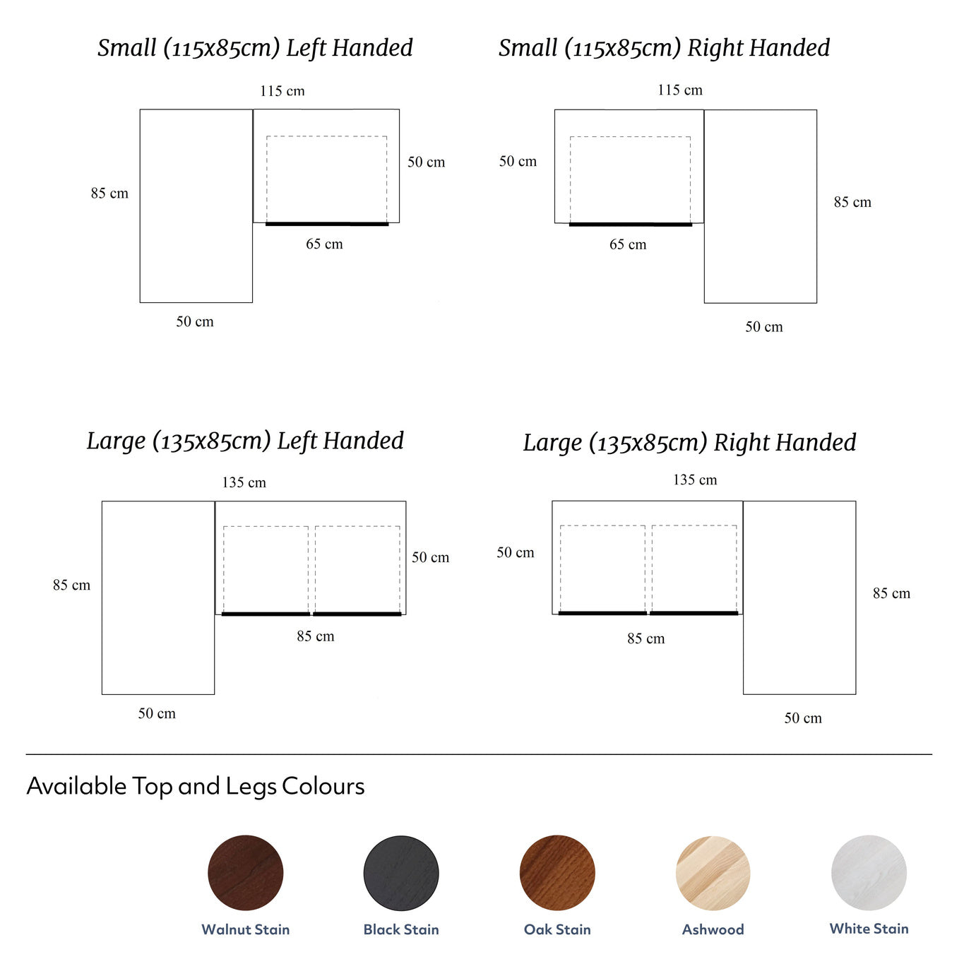 LUKA Hjørneskrivebord B 135cm x D 85cm Walnut Stain Højrestillet