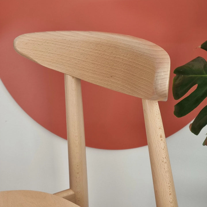 Klassiske retro spisebordsstol, naturfarvet FSC® bøgetræ, pakke med 2