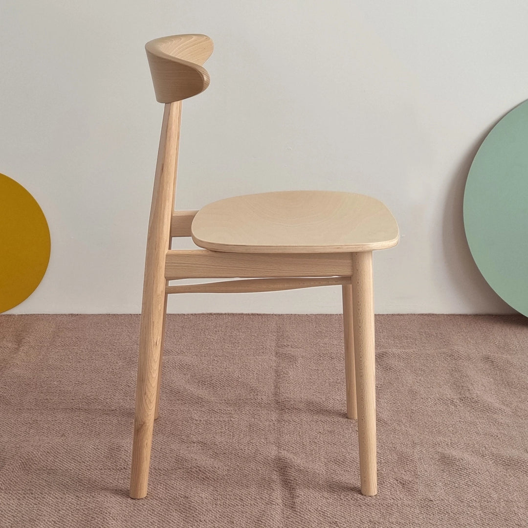 Klassiske retro spisebordsstol, naturfarvet FSC® bøgetræ, pakke med 2