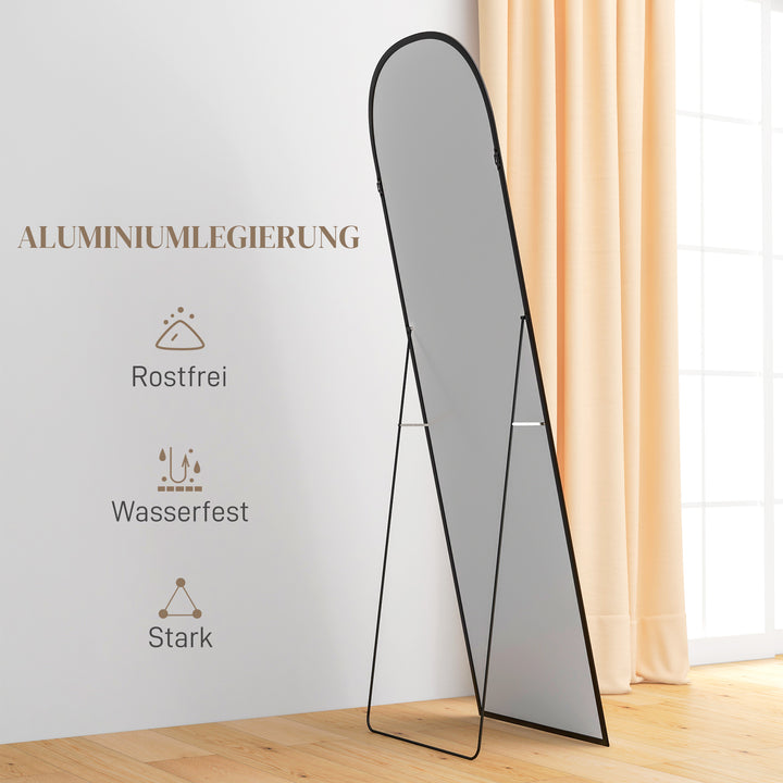 Stående spejl fuld figurspejl stort spejl, moderne design, 50 cm x 1,5 cm x 161,5 cm, sort