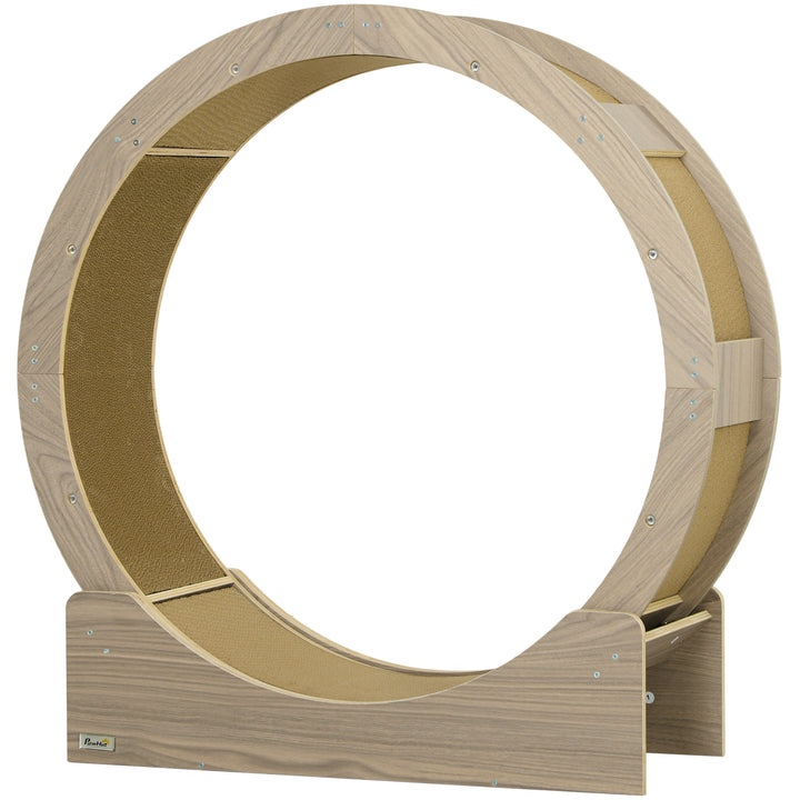 Kattetræningshjul, 91 cm kattetræningshjul med bremse og kradsemåtte, valnød