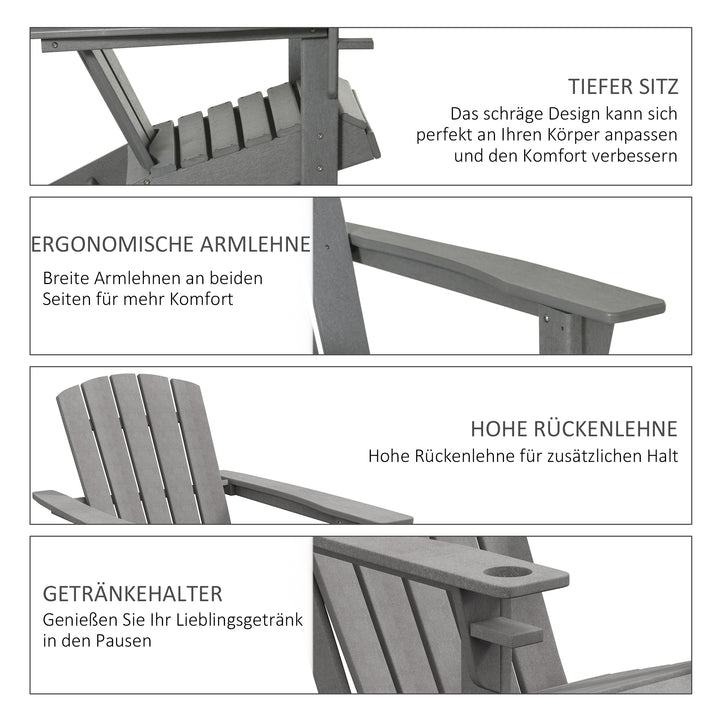 Havestol, ergonomisk design, vejrbestandig, HDPE, grå, 75 x 87 x 90 cm
