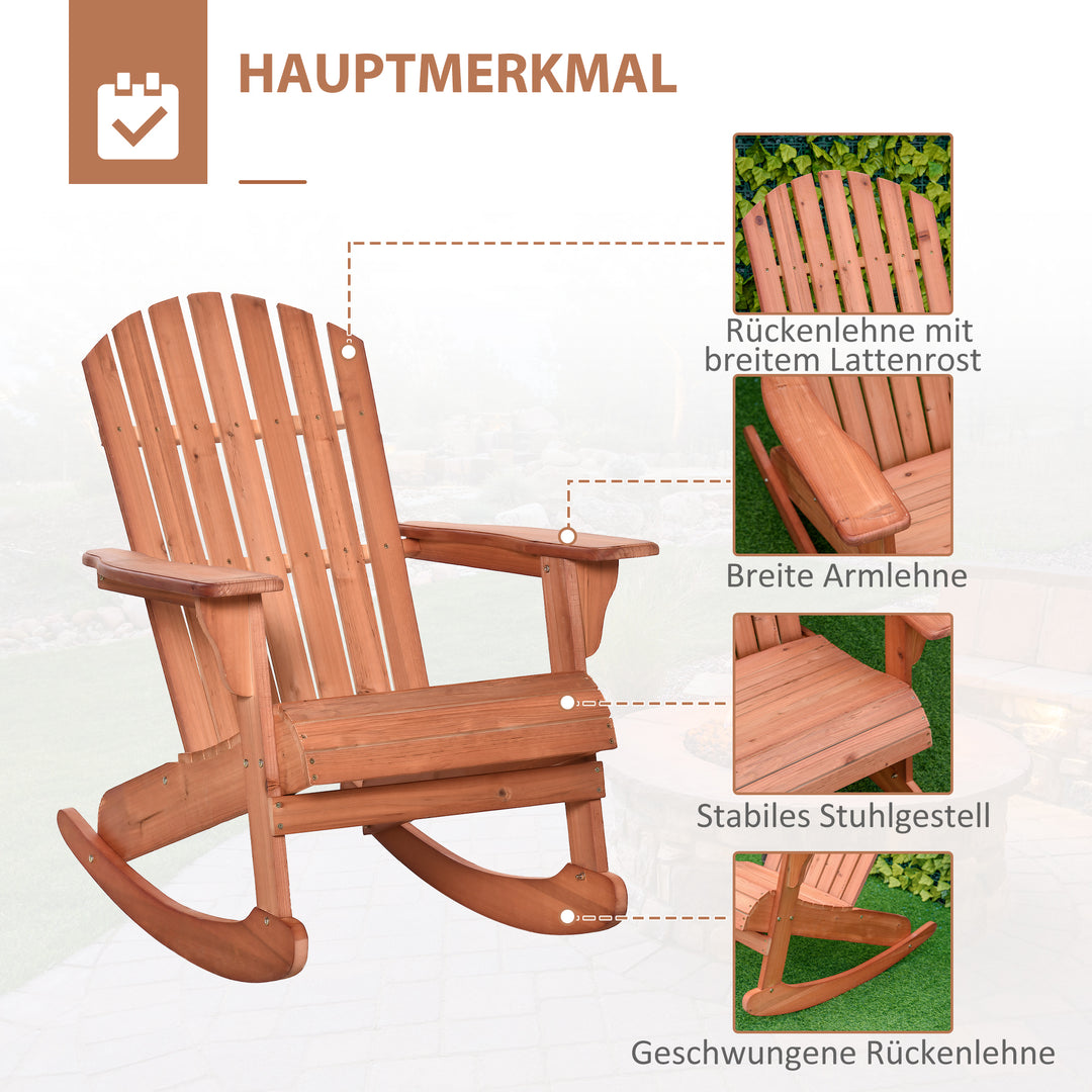 Adirondack havestol, gyngestol, havelænestol, havemøbler, balkonstol, naturlig, 77 x 94 x 97 cm