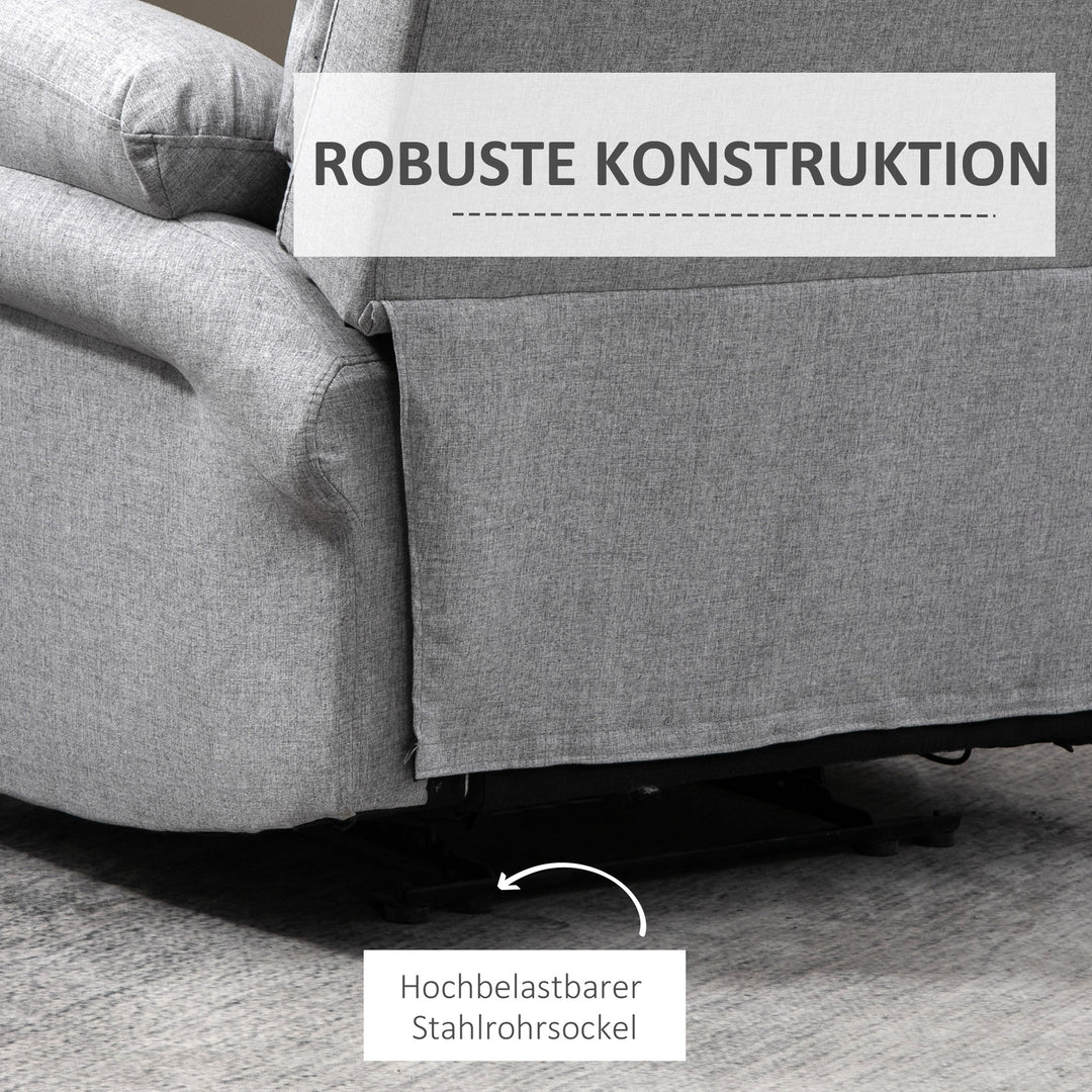 Afslapningsstol med lænefunktion, enkeltsofa, justerbar lænestol, 165° vipning, lænestol, tv-stol til stue, soveværelse, linned touch, lysegrå, 91 x 92 x 102 cm