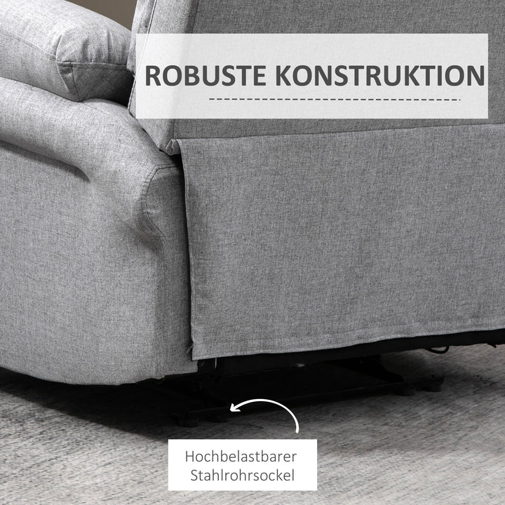 Afslapningsstol med lænefunktion, enkeltsofa, justerbar lænestol, 165° vipning, lænestol, tv-stol til stue, soveværelse, linned touch, lysegrå, 91 x 92 x 102 cm