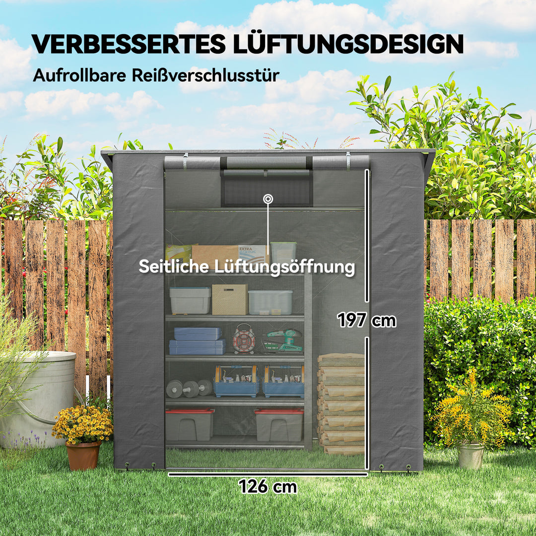 Teltgarage 1,9x1,2 m Vandtæt garagetelt med rulledør med lynlås og ventilationsvindue Mørkegrå
