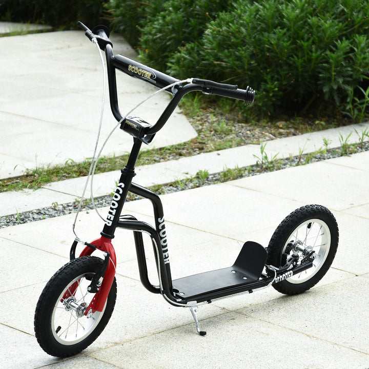 Børne scooter styr justerbart scooter kick scooter city scooter børne scooter kickboard med pneumatiske dæk 12 tommer fra 5 år sort 120 x 58 x 75-80 cm
