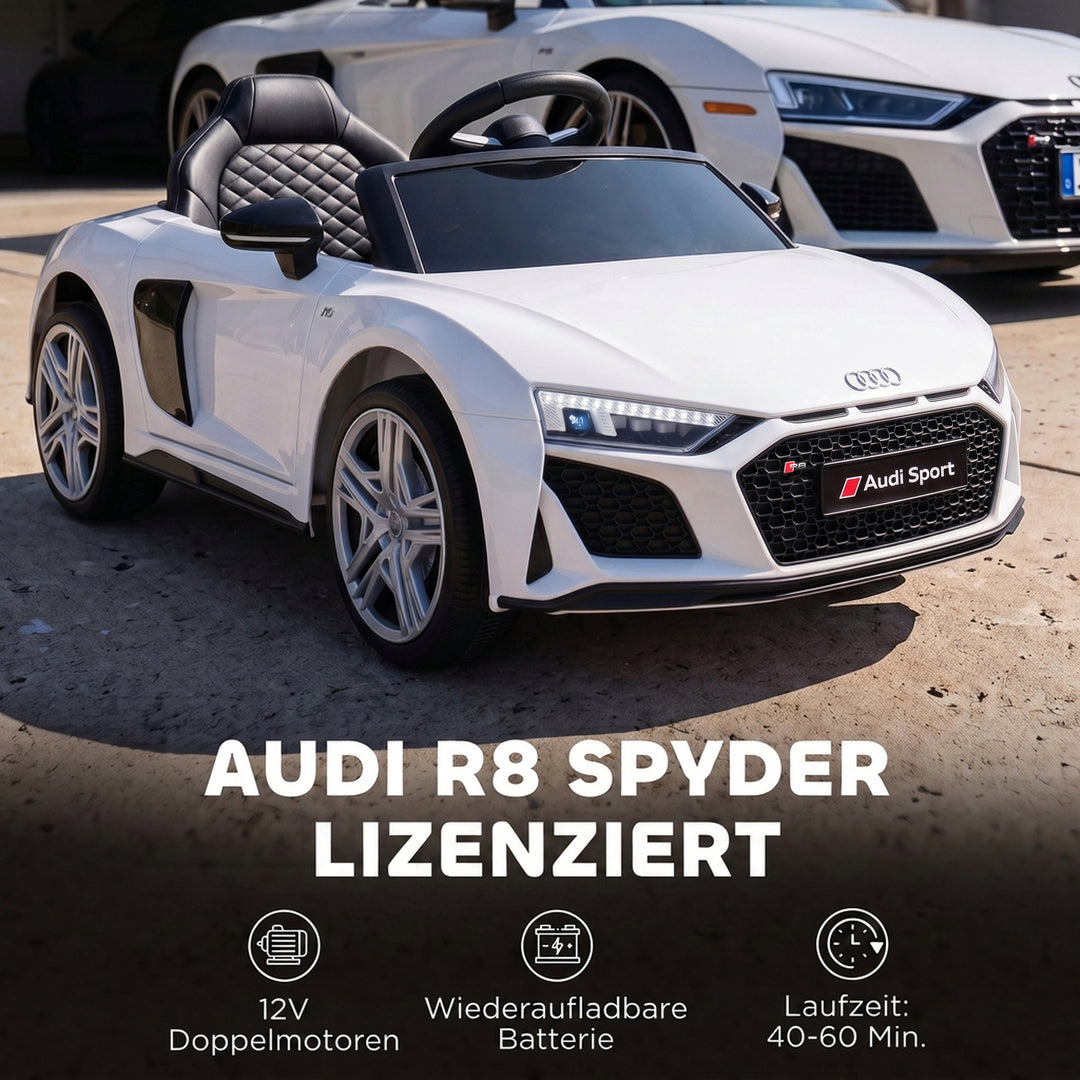 Elbil til børn Audi R8 12V fjernbetjening til børnebil hvid