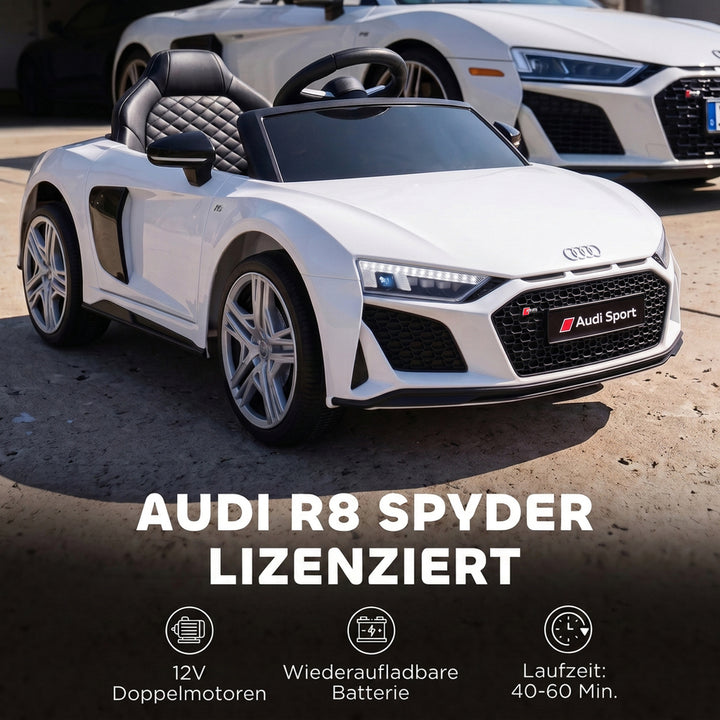 Elbil til børn Audi R8 12V fjernbetjening til børnebil hvid