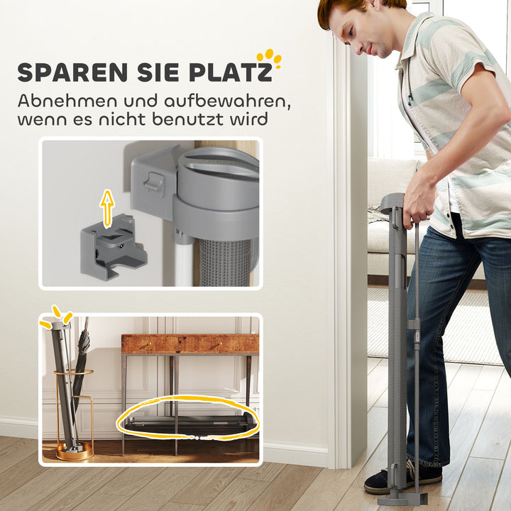 Trappegitter udtrækkelig 0-136cm 87 cm høj dørgitter til kæledyr 142 x 10 x 87 cm grå