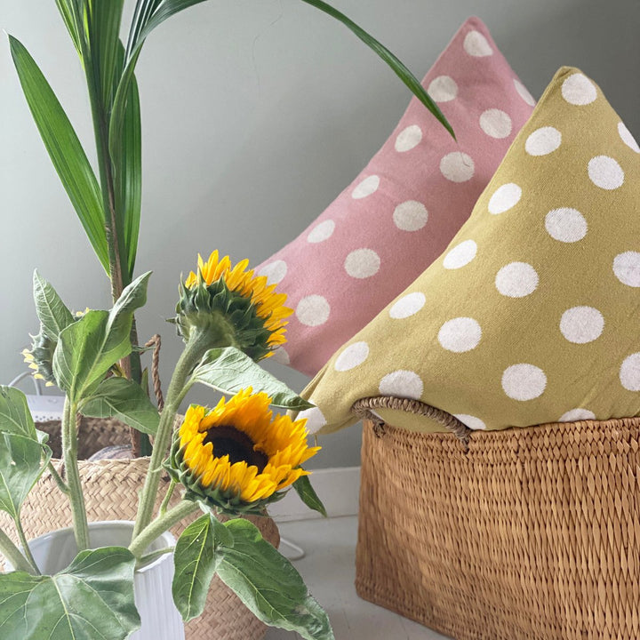 Astrid Pillow-Cover Olive, Soft Jacquard strikket bomuld