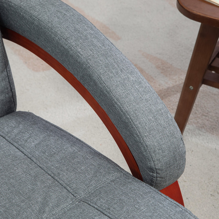 Afslappende stol med foldbar fodstøtte, drejelig, lænelæn, linnedlook, op til 140 kg, grå