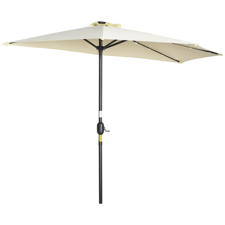 Parasol, terrasseparasol, halvrund, med solpanel, 20 led'er, håndsving, beige, 2,70 x 1,35 x 2,40 m