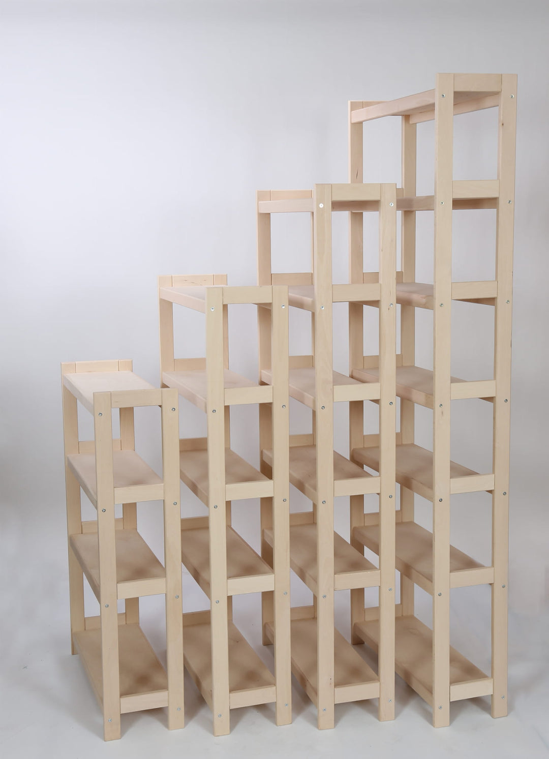 Bogreol i bøgetræ, 4 hylder, 107x50x25 cm