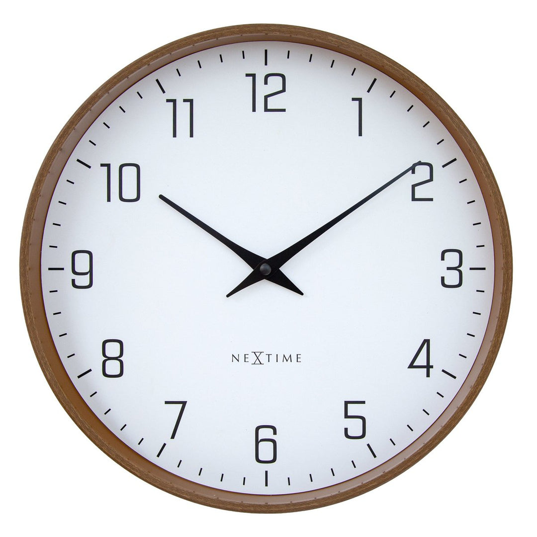 Vægur 30 cm-Silent-Mørkt træmønster-Plastic-NeXtime 'Lyra'