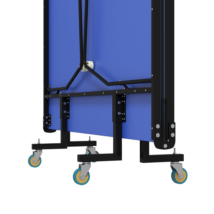 Bordtennisbord, foldbart, 8 hjul, pulverlakeret stålramme, mdf, 274 x 152,5 x 76 cm, blå