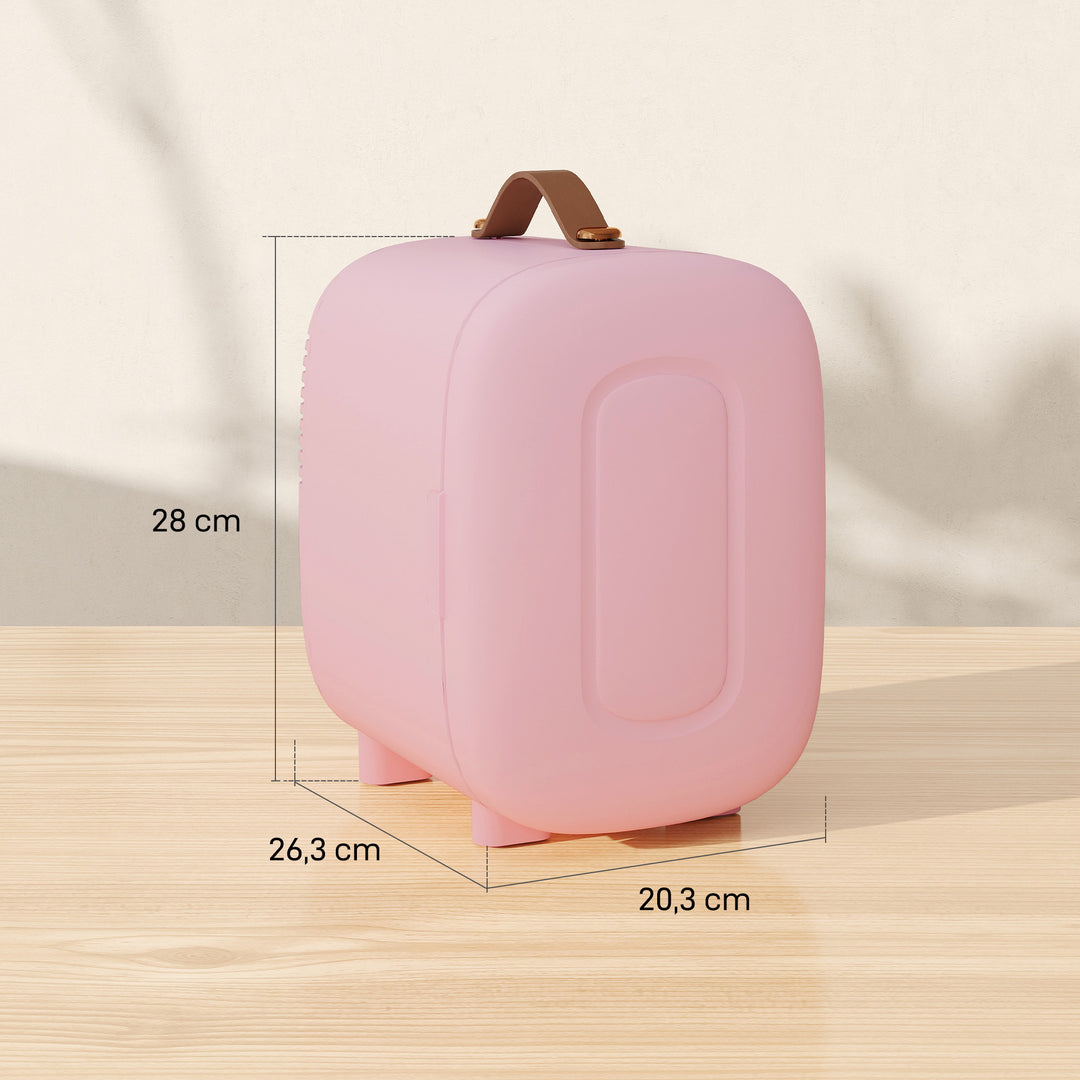 Minikøleskab beauty fridge, 4 l kapacitet, 20 x 26 x 28 cm, lyserød