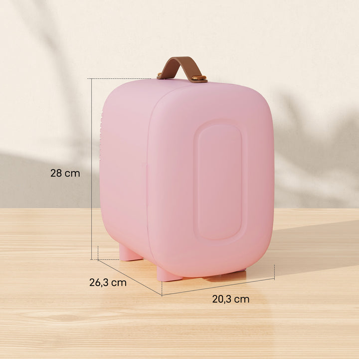Minikøleskab beauty fridge, 4 l kapacitet, 20 x 26 x 28 cm, lyserød
