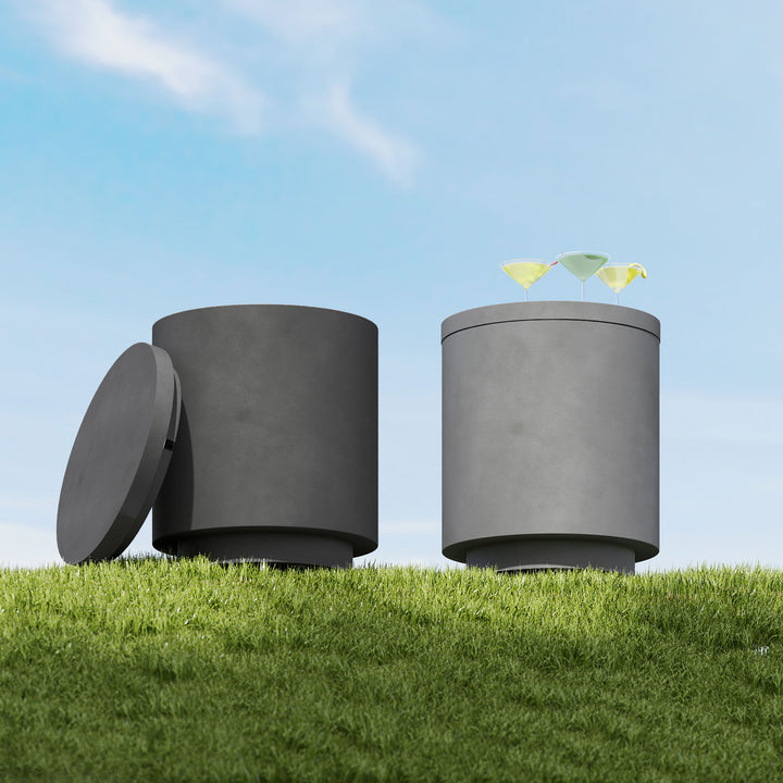 Udendørsbord, sidebord med køler, isspand, lysegrå