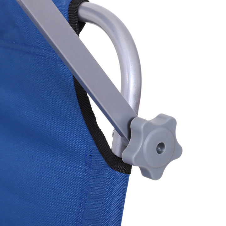 Solseng med solskærm, foldbar, justerbar ryglæn, metalramme, 187 x 58 x 36 cm, blå