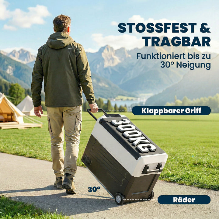 Kompressorkøler 50L -20℃-20℃ elektrisk køletaske med dobbeltzone temperaturkontrol APP LED batteribeskyttelse foldehåndtag