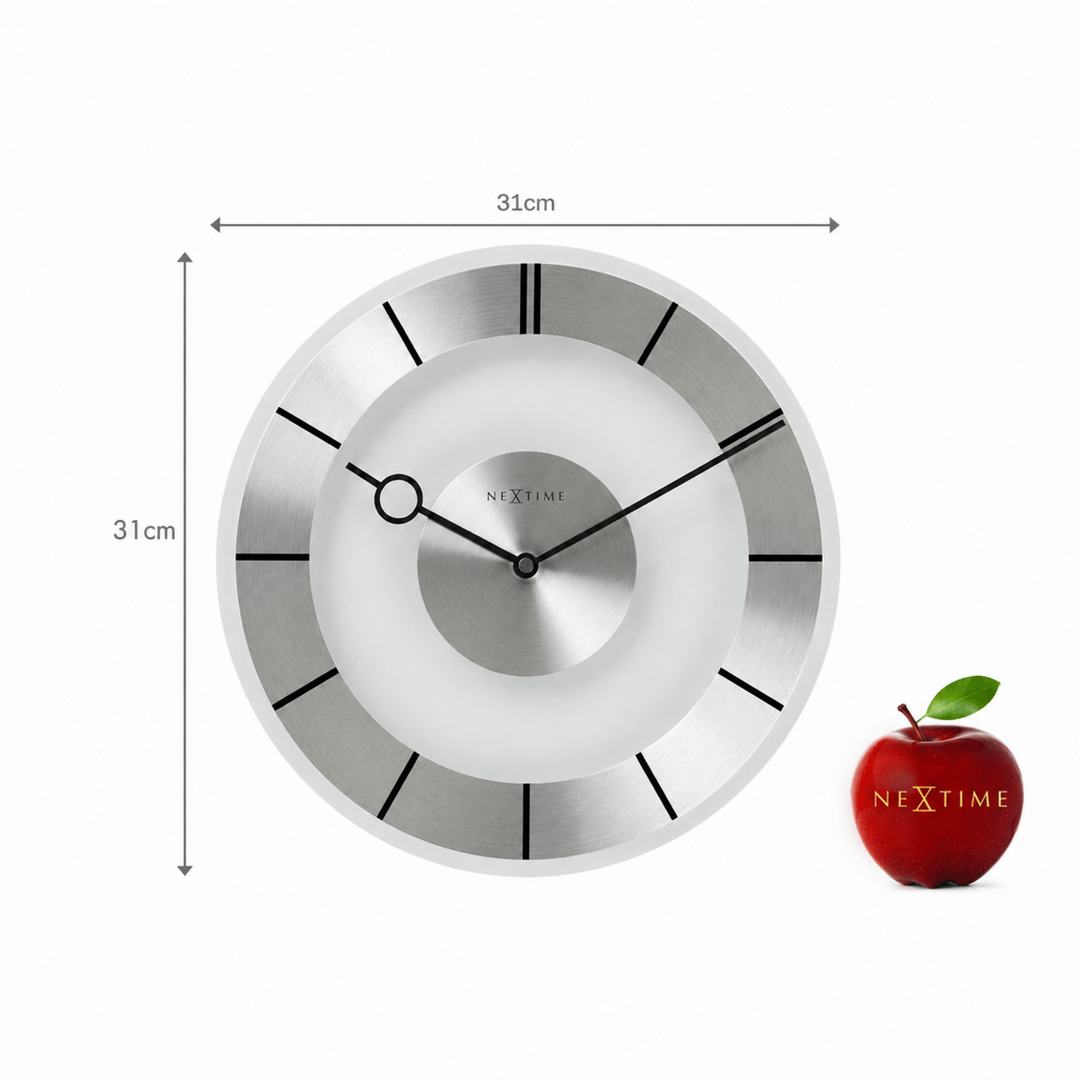 Vægur - 31 cm - Aluminium - Glas - 'Retro'
