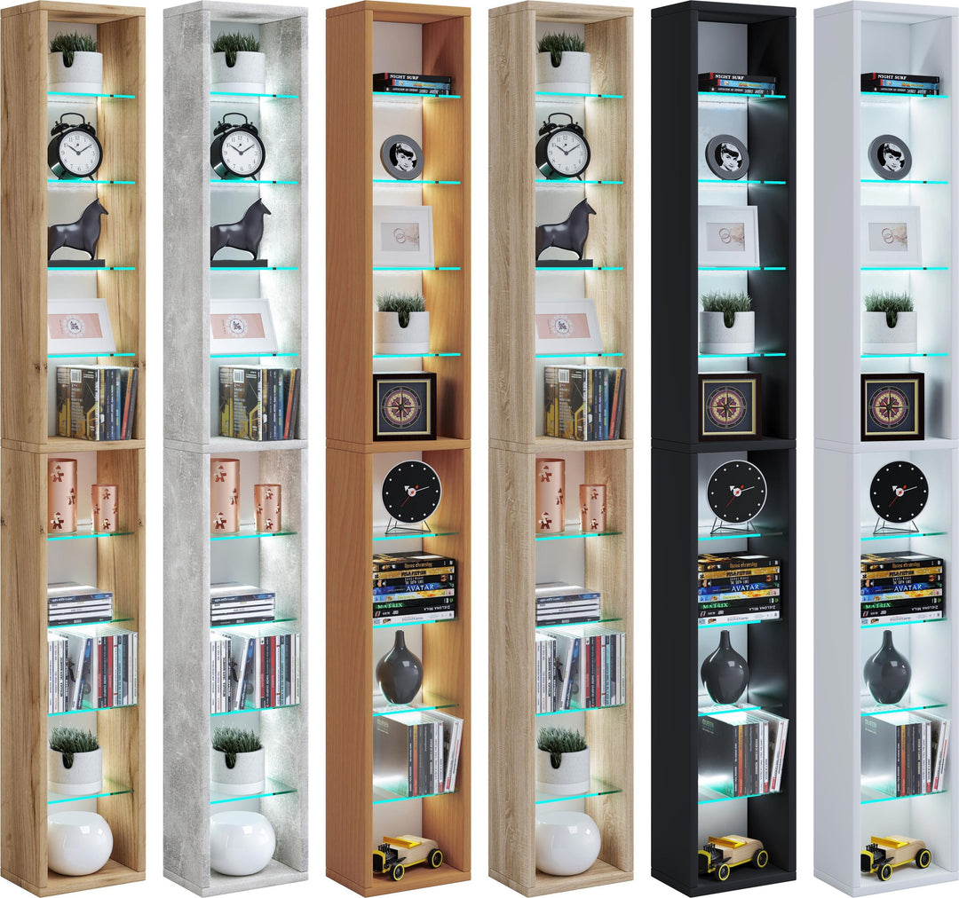 Reol til 170 cd'er eller 60 dvd'er, H. 152 x B. 21 x D. 14 cm, naturfarvet