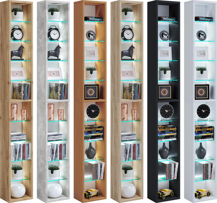 Reol til 170 cd'er eller 60 dvd'er, H. 152 x B. 21 x D. 14 cm, naturfarvet