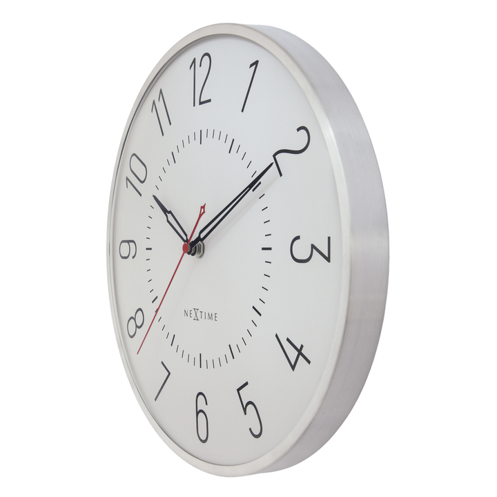 Vægur 30,5 cm-Silent-Dome linse-Aluminium-NeXtime 'Rotterdam'