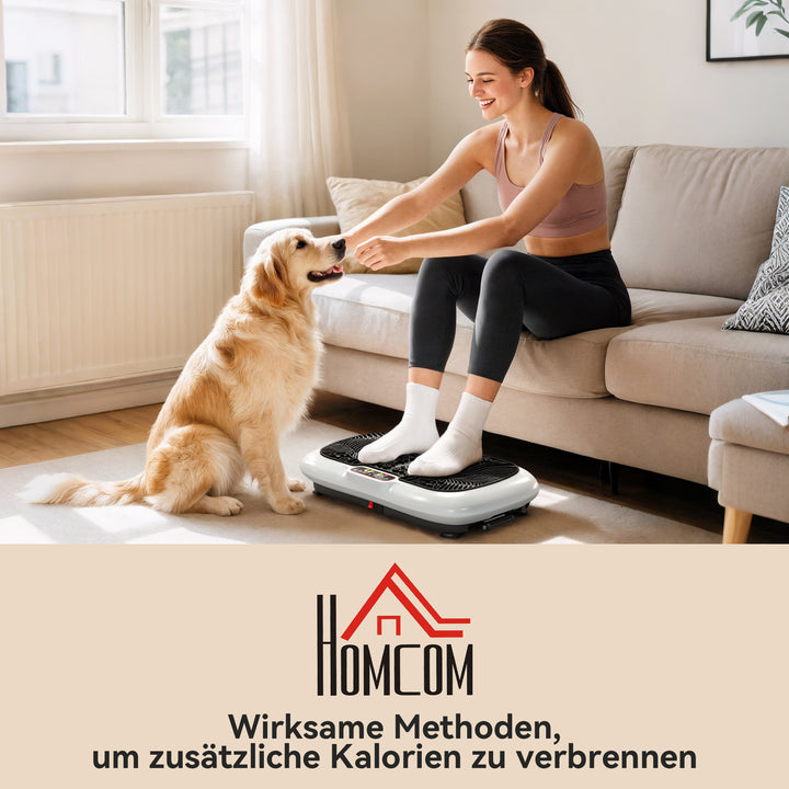 Vibrationsplade med 99 niveauer, 2 fitnessbånd, 73 x 40 x 13 cm, hvid+sort