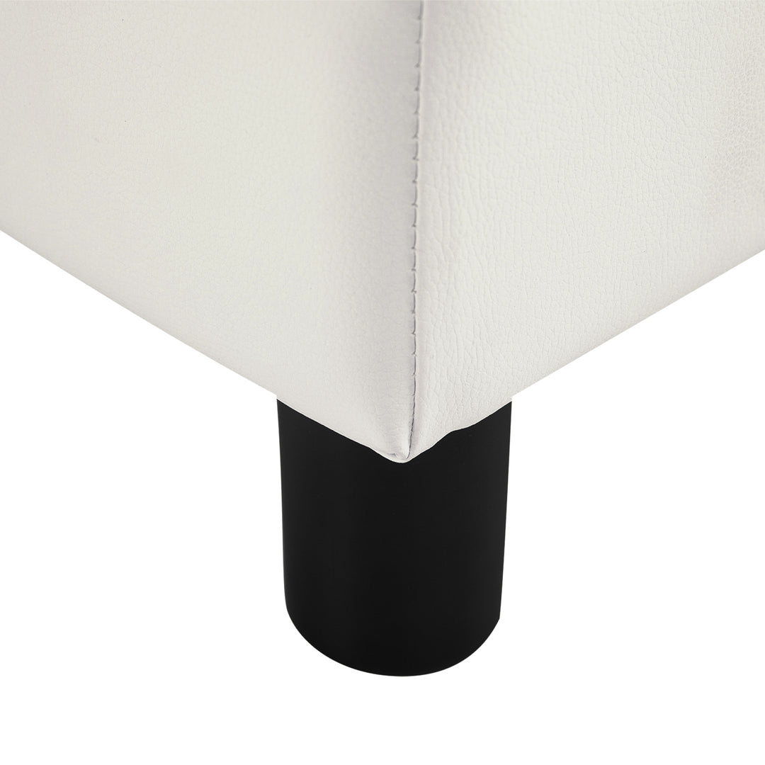 Skammel med moderne fodskammel i kunstlæder, kunstlæder, til soveværelse, stue, hvid