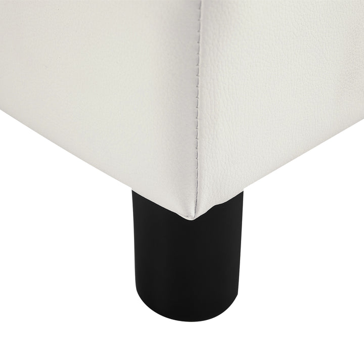 Skammel med moderne fodskammel i kunstlæder, kunstlæder, til soveværelse, stue, hvid