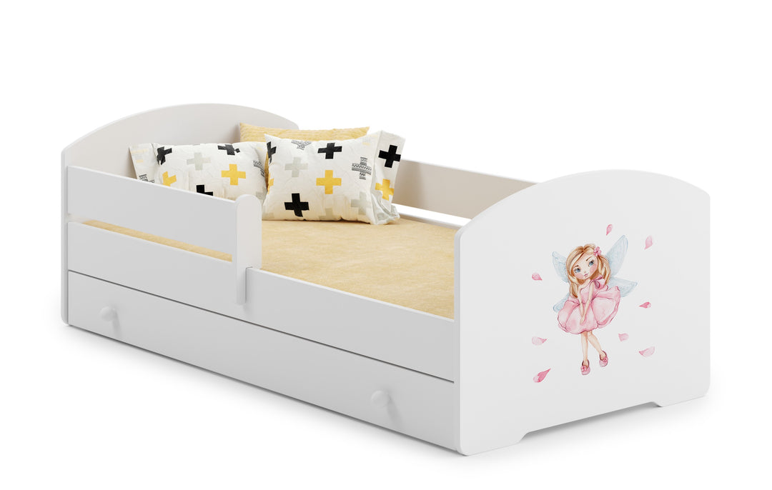 Børneseng Luk 140x70 med skuffe - Pige med vinger