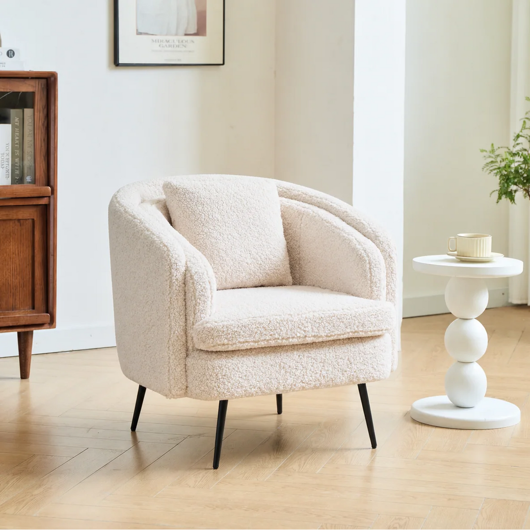 DUKE Metal og hvid Bouclé Lounge Chair