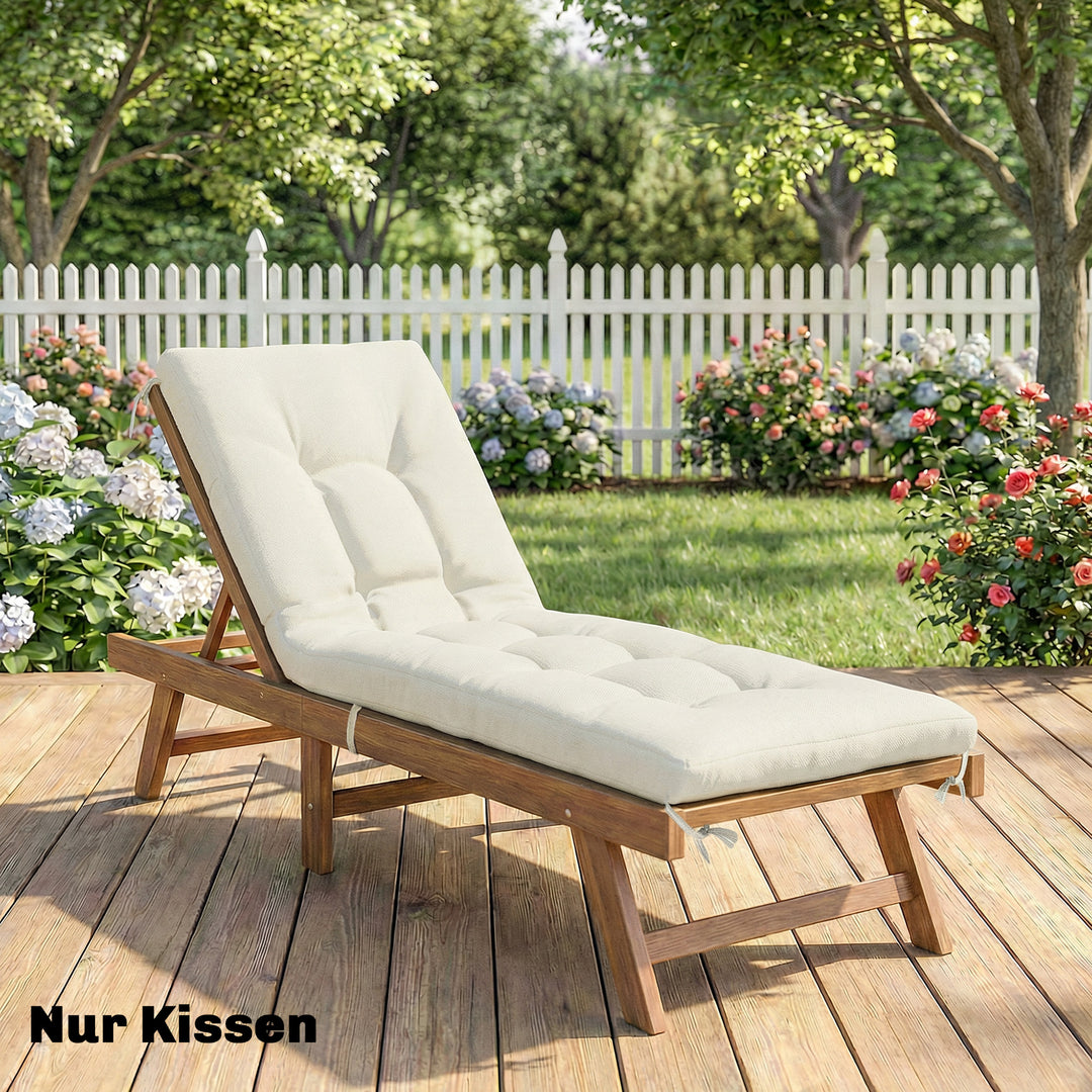 Aftagelig pallehynde med fastgørelsesstropper, pallehynde til de fleste liggestole, 198x65x13cm, beige