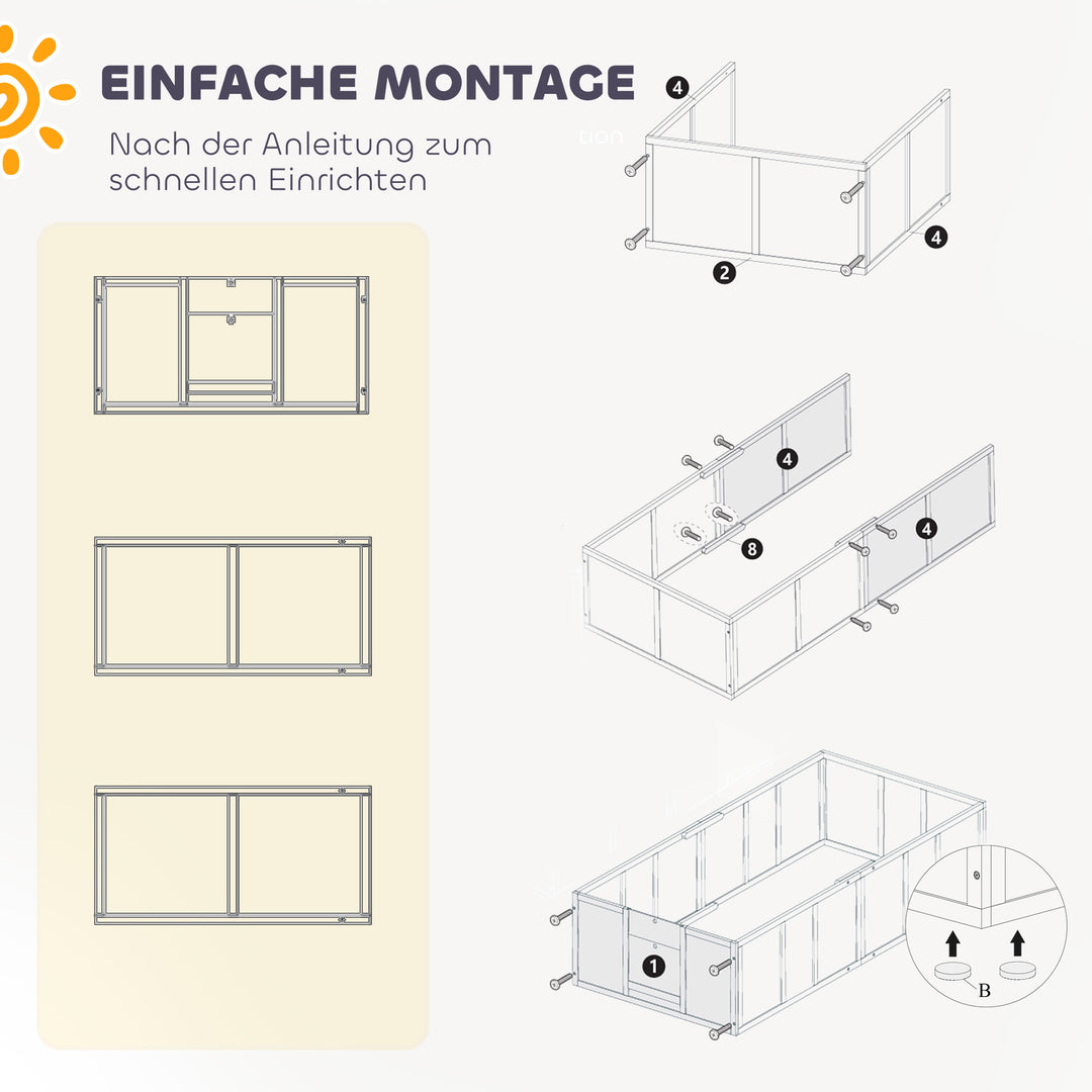 Hundebakke til hunde og hvalpe med justerbare indgange til store og små hunde, 196 x 96 x 48 cm, hvid