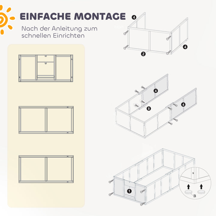 Hundebakke til hunde og hvalpe med justerbare indgange til store og små hunde, 196 x 96 x 48 cm, hvid