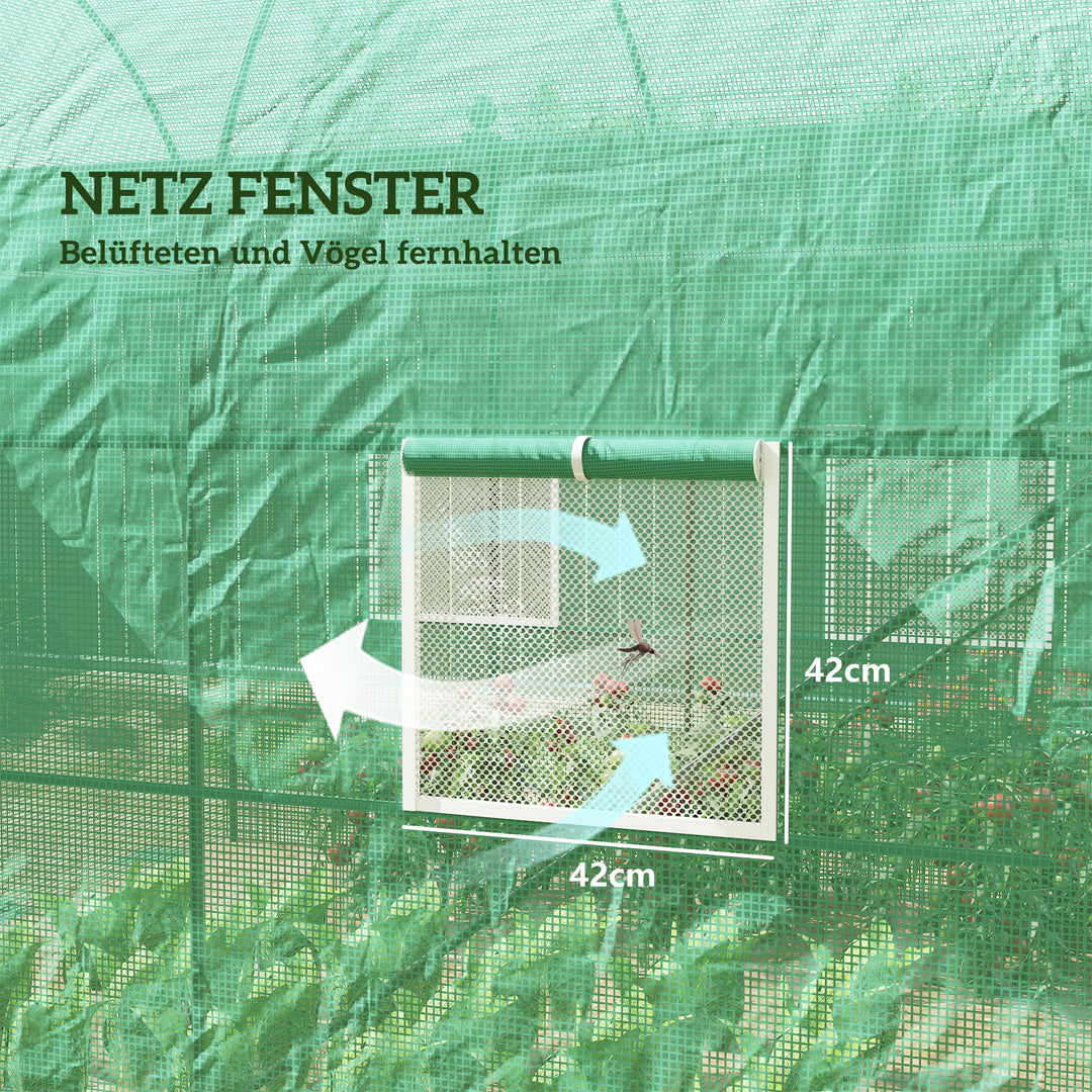 Drivhus 245x200x198cm plastdrivhus til tomathus med dør, 4 vinduer, galvaniseret stålfilmtunnel, pe, stabil drivhusplantetunnel, inklusive jordankre og reb, grøn