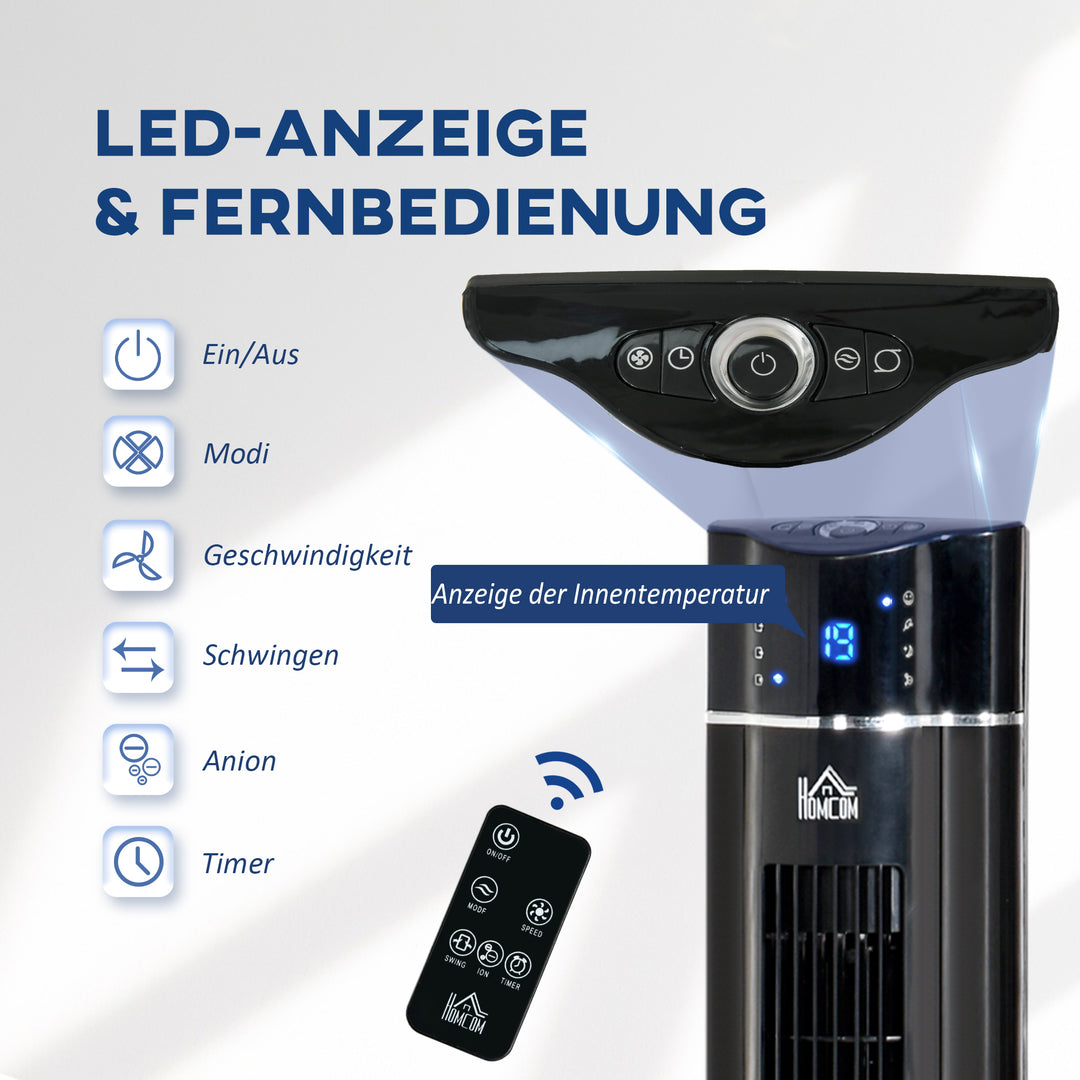 2-i-1 fitnessventilator, piedestalventilator, 32 cm x 32 cm x 106,8 cm, sort
