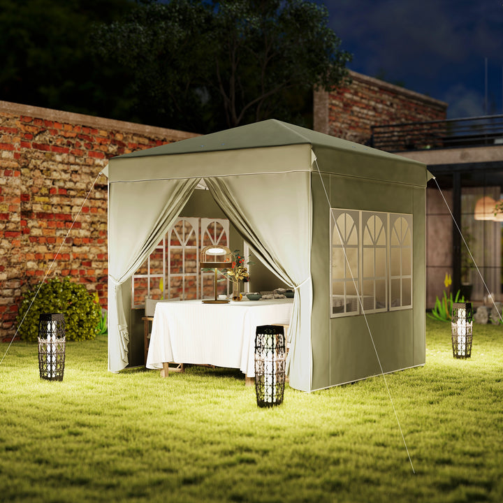 2,5 x 2,5 m pop-up pavillon med sidevægge og bæretaske, UPF50+ højdejusterbart havetelt, cremehvid