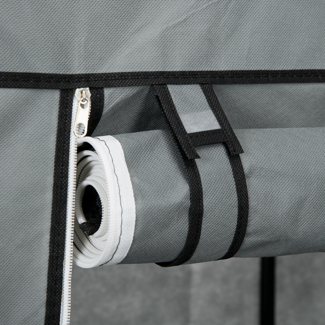 Stofgarderobe foldbart skab, 1 bøjlestang, 6 hylder, 102 x 42,5 x 162,5 cm, grå