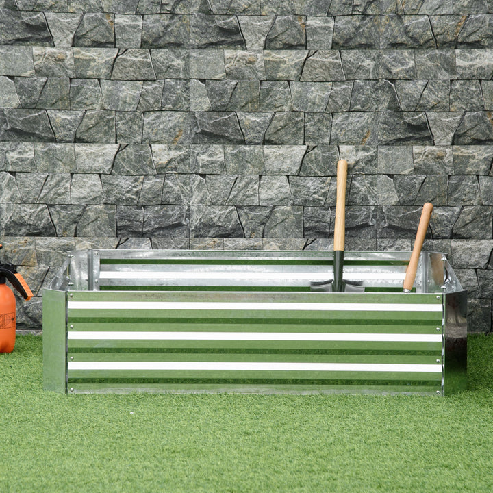 Højbed lavet af galvaniseret stål havebed plantekasse til haven blomsterpotte sølv 120 x 90 x 30 cm