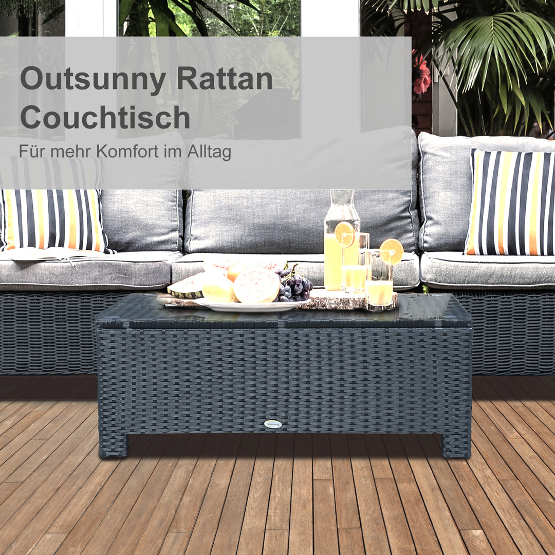 Havesidebord, sofabord, havebord, balkonbord, polyrattan, sort, 85 x 50 x 39 cm