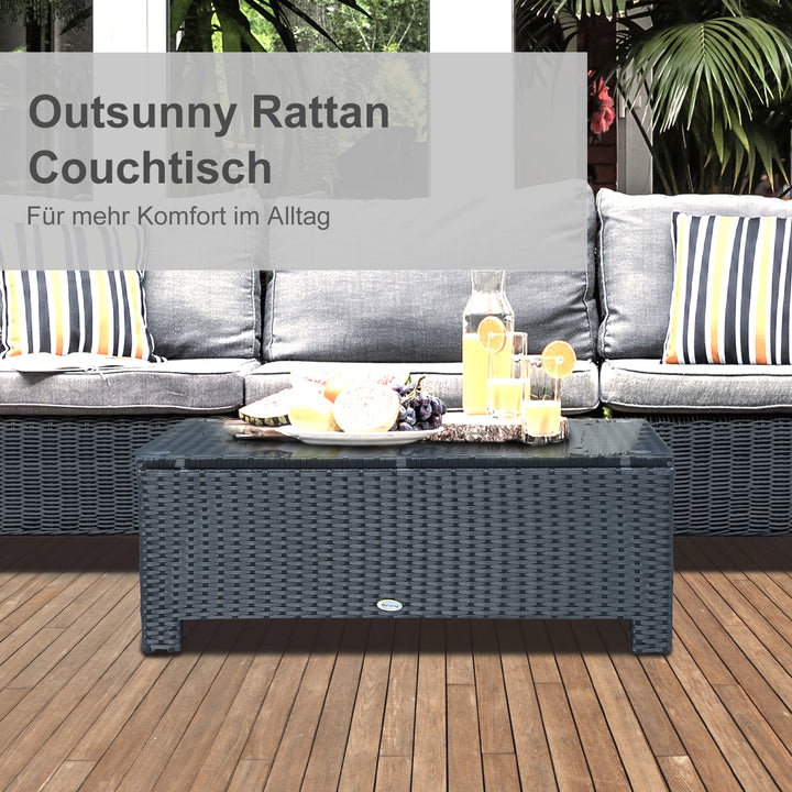 Havesidebord, sofabord, havebord, balkonbord, polyrattan, sort, 85 x 50 x 39 cm