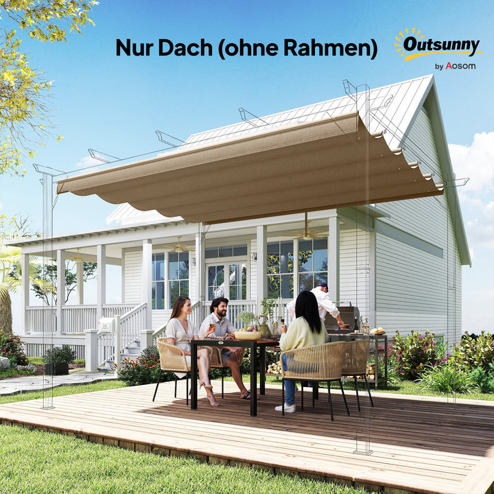 Udskiftningstag til 3 x 3 m pergola, udtrækkeligt, med drænhuller til regnvand, vejrbestandigt, polyester, 250 x 255 cm, brun