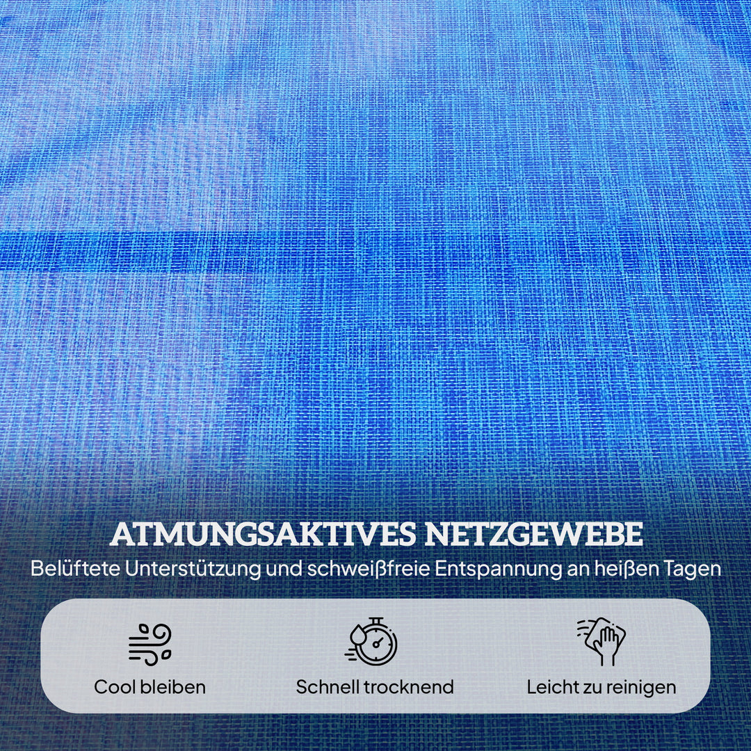 Solseng haveseng afslappende liggestol, foldbar, vejrbestandig, 194 cm x 72 cm x 31 cm, sort + mørkeblå