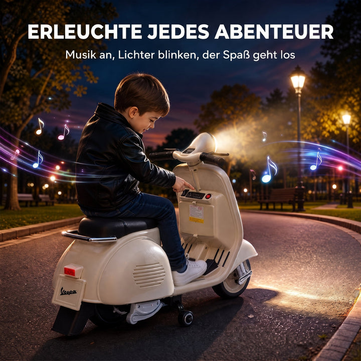 Elmotorcykel til børn VESPA 6V Elmotorcykel Lithiumbatteri Hvid