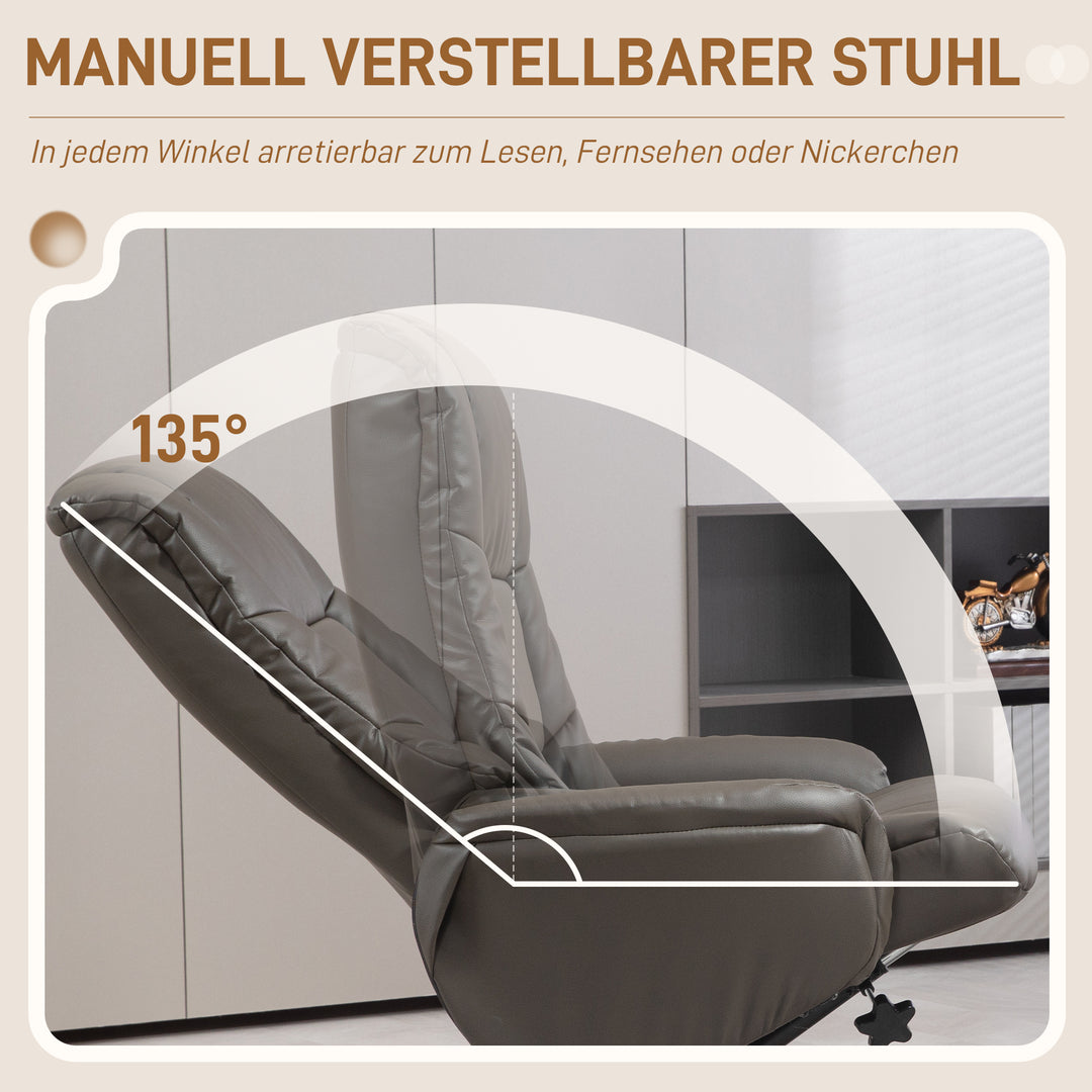 Lænestol med fodskammel, lænefunktion, betræk i kunstlæder, op til 150 kg, 71 x 84 x 102 cm, sort