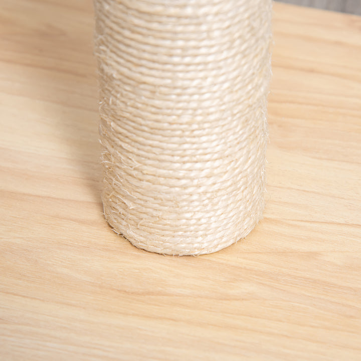 Kradsetræ til katte, kradsetræ af sisal, robust kradsetræ, kradselegetøj til katte med bold, 60 cm spånplade, sisal, beige+eg, 34 x 34 x 60 cm