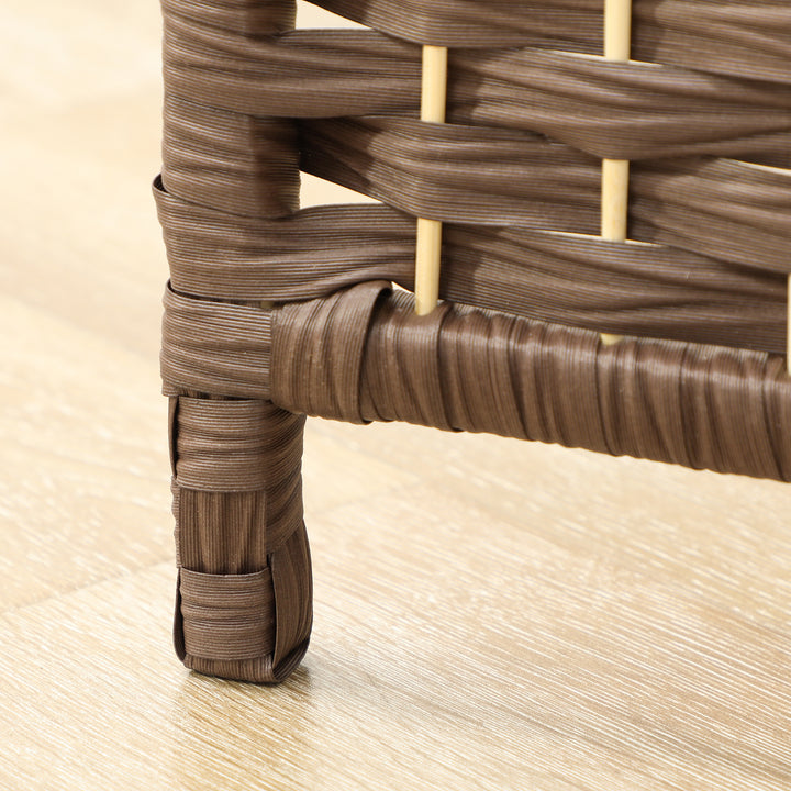 Rumdeler, 3-panels foldbar skillevæg, vævet mønster, fyrretræ, brun